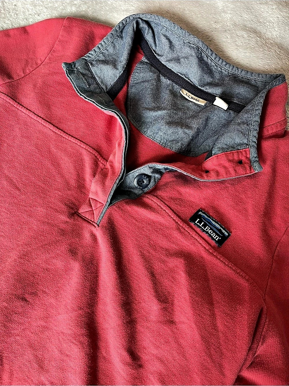 L.L.Bean Red Women’s Henley Cotton Pullover Sweater Size 1X